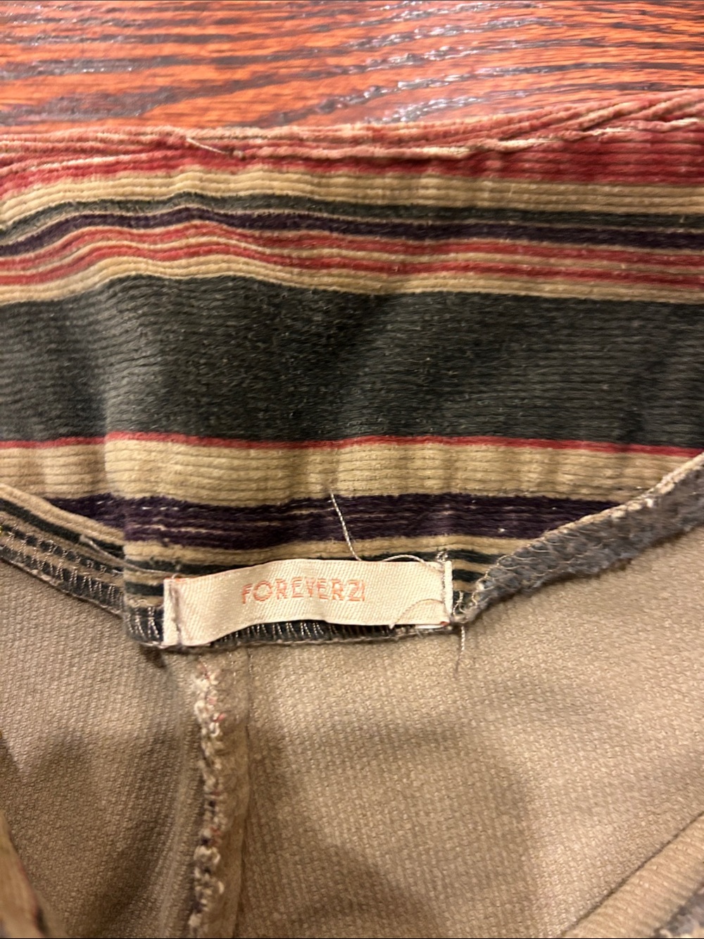 Forever 21 Striped Corduroy Pants in Olive, Rust, and Cream - Picture 2 of 4